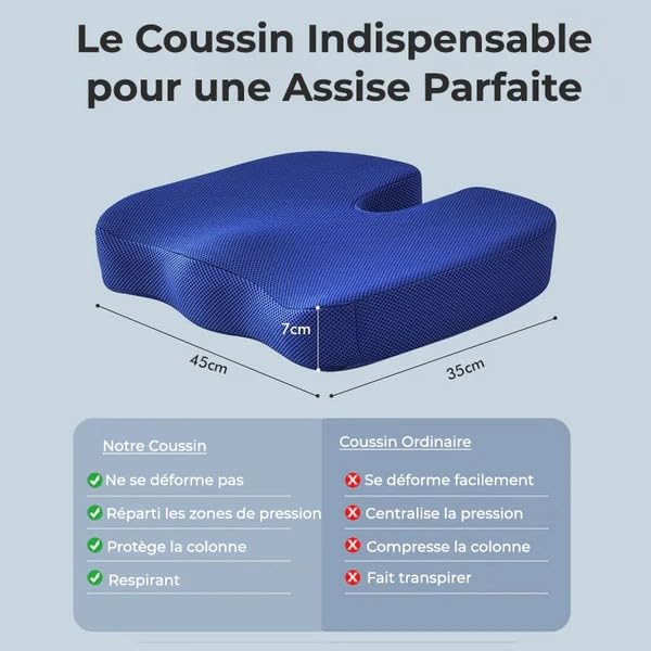 Coussin Orthopédique d'Assise Cellsius(1x Coussin Noir)