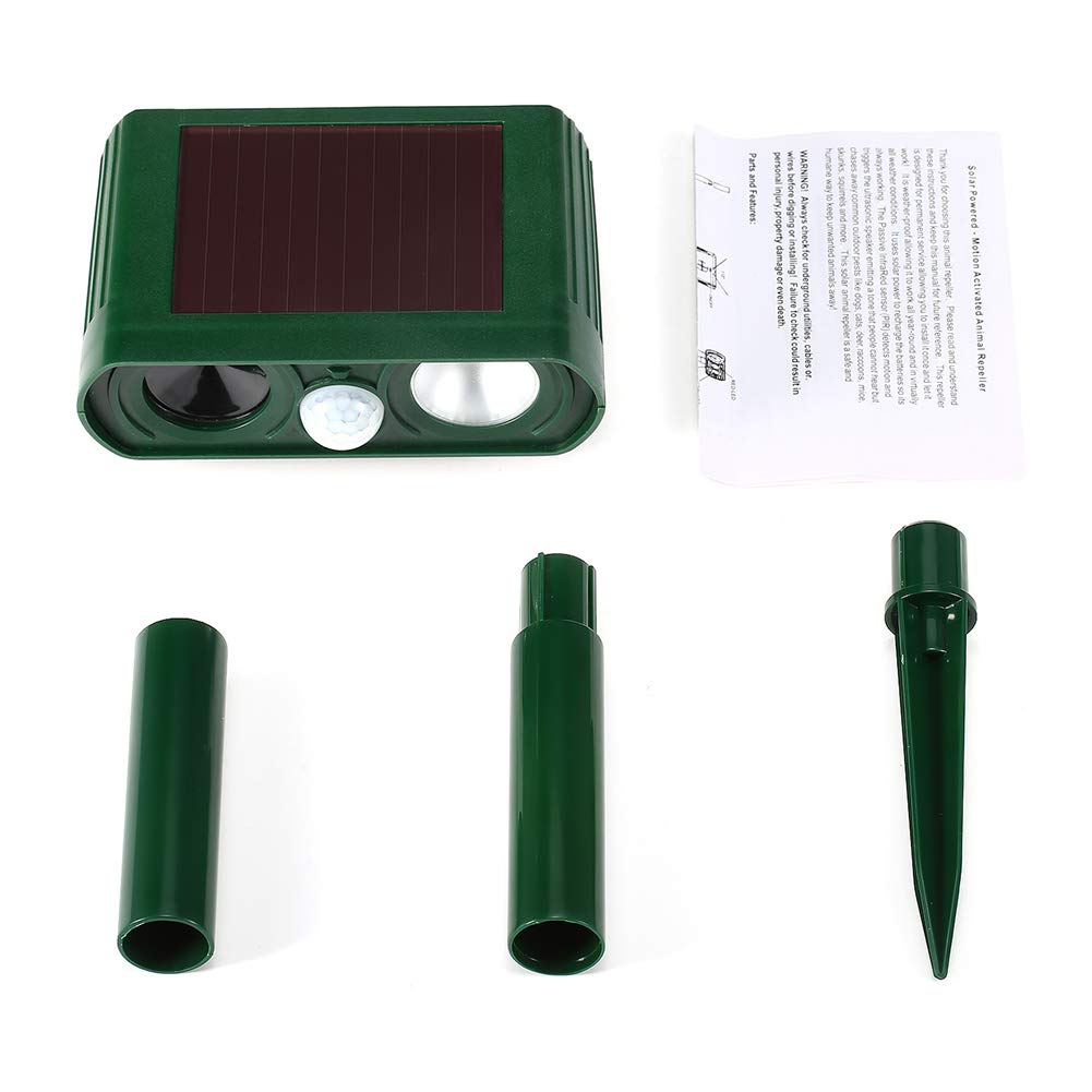 ERNZI Répulsif pour Chat, répulsif pour Animaux à énergie Solaire, dissuasif pour Animaux ultrasonique imperméable à l'eau, répulsif pour Animaux en Plein air pour Chats, Chiens, écureuils
