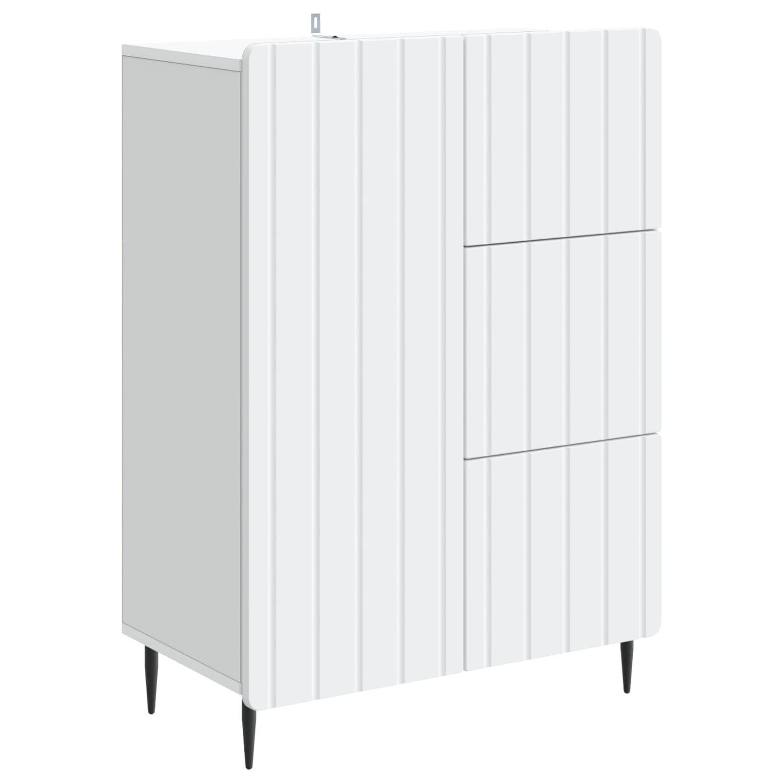 Aparador blanco con 3 cajones y puerta de madera 66x34,5x91,5 cm