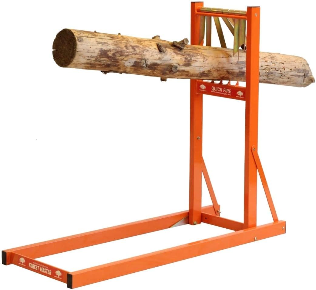 Forest Master QSH Quickfire Rapid Sawhorse Log Holder for Chainsaw - Efficient, Fast Loading Log Holder with Ground Spikes for Stable Woodcutting - No Assembly Required, Holds Up to 4m Long Logs