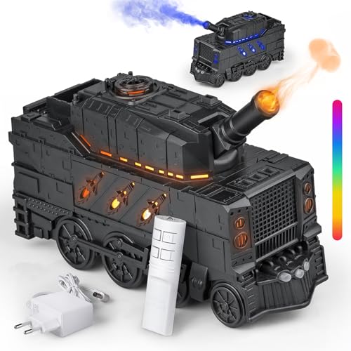 Jeebel Diffusore Aromi di Oli Essenziali - 300ml Mini Umidificatore a Cannone con Effetto Fiamma LED Colorati, Telecomando, Adattatore Alimentazione - Diffusore per Camera Letto e Ufficio Aromaterapia