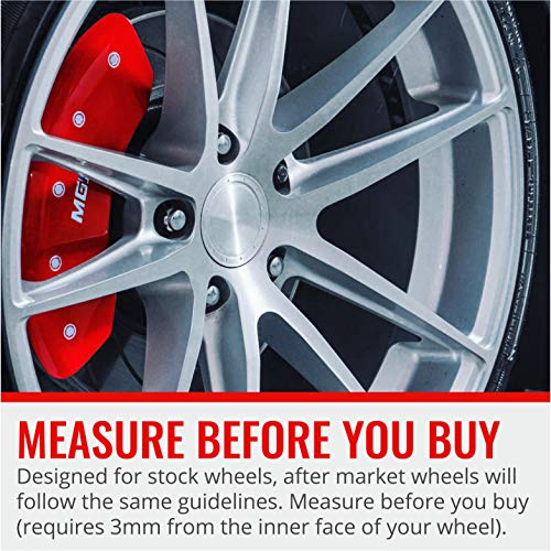 Image of MGP Brake Caliper Covers for 2011-2018 RAM 1500, 2013-23 1500 Eco Diesel | 2019-24 1500 Classic, Requires 18 inch+ Wheels, Red Powder-Coated Aluminum, 4 PCS Front and Rear, Classic
