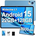 2026 Upgraded Android 15 Tablet 10 inch Octa-Core Tablets with 22GB+128GB+1TB, Dual Camera, 8000mAh, 1280x800 IPS HD Touch Screen, Support Widevine L1, 5G WiFi, GPS with Protective Cover - Metal Blue