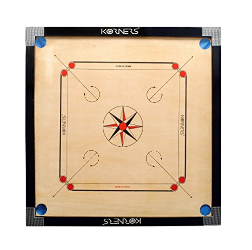 Image of KORNERS Carrom Board with Striker, Coins and Powder, Multicolor| (Large Round 32 Inches 2025)