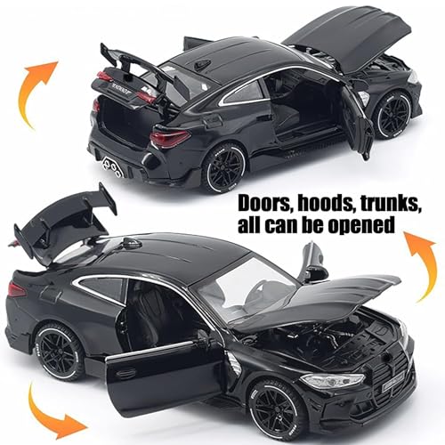 Image of Alokik Enterprise 1:32 M4 Coupe Die-cast Metal Pull Back Car with 2 Openable Doors with Lights and Sound Toy Decoration, Showpiece Car Best Gift Toys for Kids 【Black】