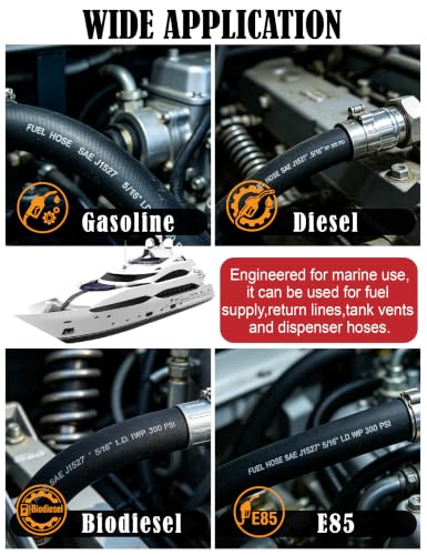 Image of 5 /16 Inch Marine Fuel Line Hose 25FT NBR Rubber SAE J1527 Type A1-15