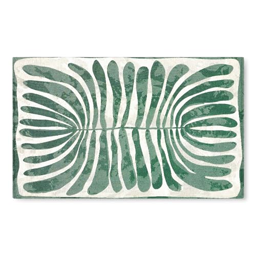TOWN & COUNTRY LUXE Livie Matisse Cutout Everwash Washable Multi-Use Decorative Rug, Kitchen, Low-Profile Door Mat, Bedroom and Dorm Room With Non-Slip Backing, Green, 24