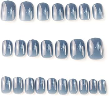 Amazon | 北欧風 海の深い青 無地ネイルチップ 24枚入 入学式 入園式