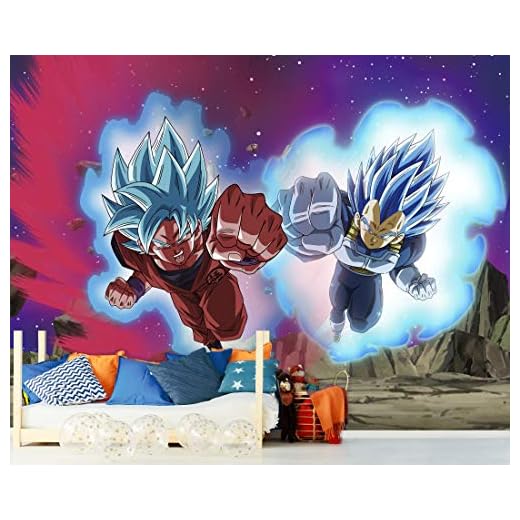 Fotomural Vinilo de Pared Dragon Ball Super Goku y Vegeta Producto Oficial | 200x150 cm | Fotomural para Paredes | Producto Original | Decoración Hogar | DBS