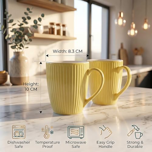 Image of U.P.C. Milk Mug Set of 2 | Ceramic & Bone China Coffee Milk Cups | Designer Printed Tea Coffee Mug Set | Large Capacity Milk Mugs | Microwave Safe Cup Set (UPC Milk-Mug-35)