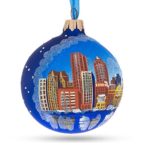 Boston, Massachusetts Glass Ball Christmas Ornament 3.25 Inches #TOP2