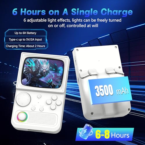 Image of R36T Retro Handheld Game Console, Portable Retro Gaming Console with 3.5 inch CRT-Inspired Screen, 3500mAh Arcade Classics, Supports Multiple Emulators, WiFi Network Battling, 64GB (White)