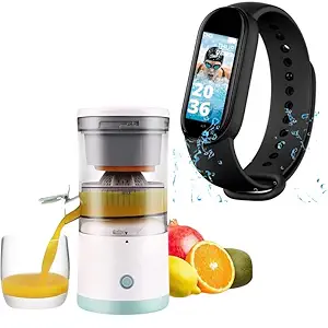 DRUMSTONE (Chaturthi Special-5 Years Warranty) Portable Juicer with USB Charging & M10 Smart Band | Fresh Citrus Juices & Fitness Tracking in One Perfect ????? - Great for All