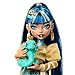Monster High Cleo De Nile Doll in Golden Blouse & Layered Skirt, Includes Pet Cobra Hissette & Accessories Like a Backpack, Snack & Scroll