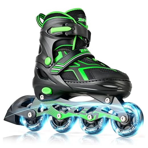 2PM SPORTS Torinx Green Black Boys Adjustable Inline Skates, Fun Roller Blades for Kids, Beginner Roller Skates for Girls, Men and Ladies - Large (4-7 US)