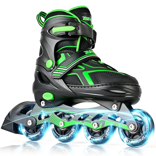 2PM SPORTS Torinx Green Boys Adjustable Inline Skates, Fun Beginner Roller Skates for Kids, Youth,...
