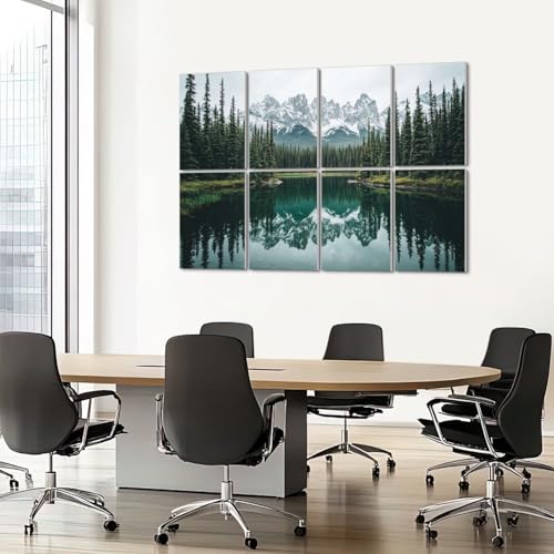 Pack de 8 Paneles Acústicos Decorativos con Diseño de Montañas y Árboles, Absorbentes de Sonido de Fibra de Poliéster, 48"x32" miniatura 7