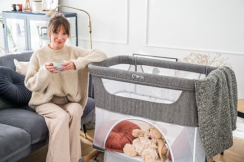 Momi SMART Bed 4-in-1 Kinderbeistellbetten bis 15 kg, Beistellbett für Babys mit Matratze, Höhenverstellbar