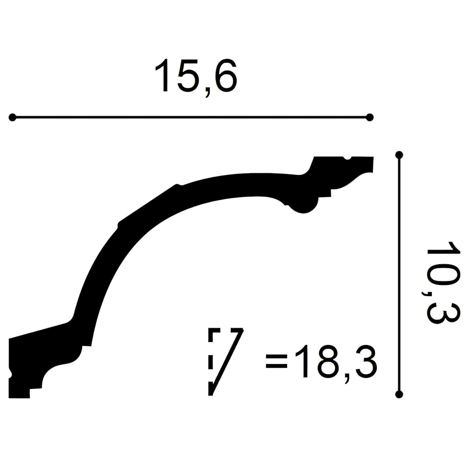 Cornisa simétrica - Orac Decor - L200xP15,6xH10,3cm - C217