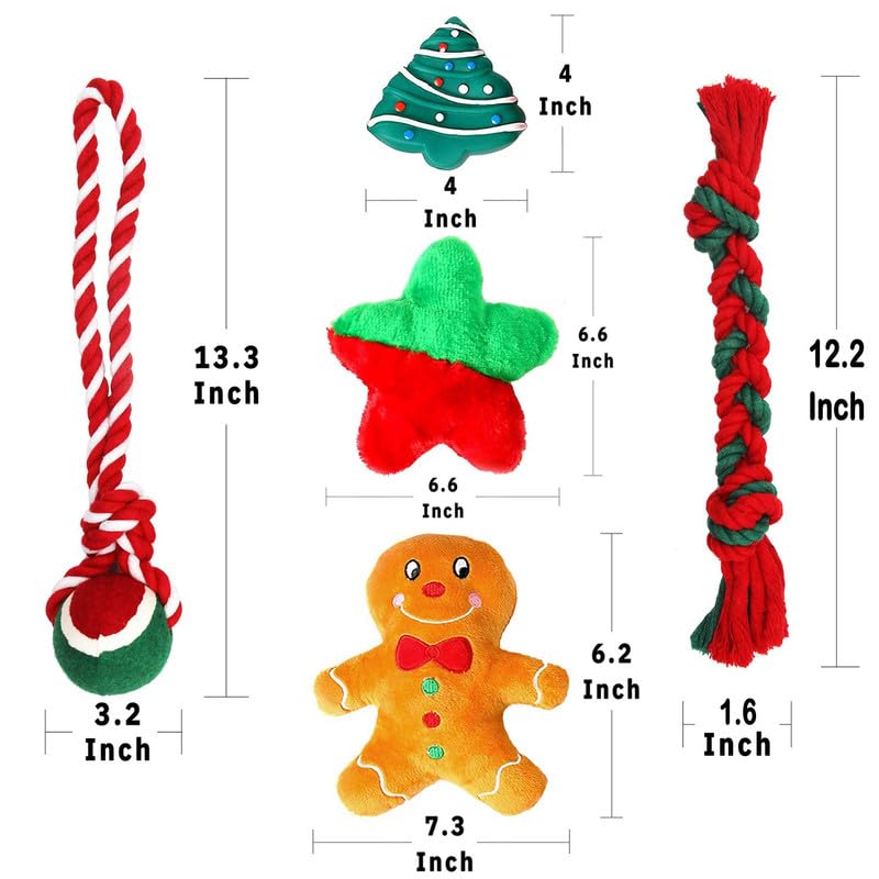 Highland Farms Select Christmas Dog Stocking Gifts Set, Festive Puppy Stocking Variety Pack with Squeaky Toy - Image 2