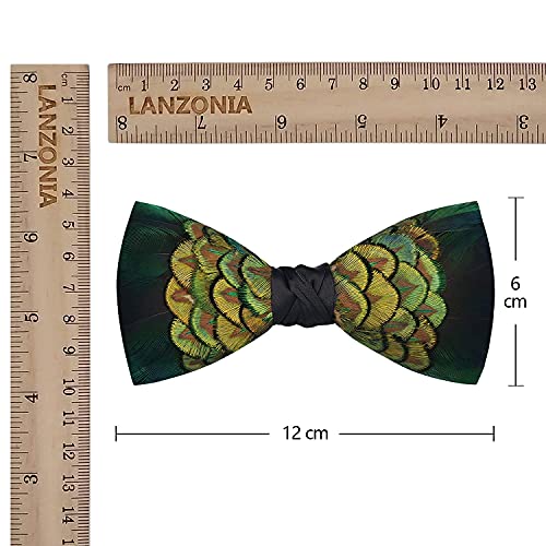 Image of Feather Bow Ties for Men Original Luxury Elegant Wedding Bow Tie Pre-Tied Handmade Mens Bowties for Tuxedo