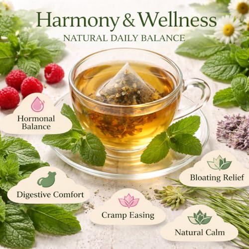 Image of Sancha Tea Boutique Raspberry Leaf Herbal Infusion Blend | With Peppermint for Digestive Comfort & Relaxation | Traditionally Valued Women's Wellness Infusion | 25 Pyramid Tea Bags |Naturally Caffeine Free