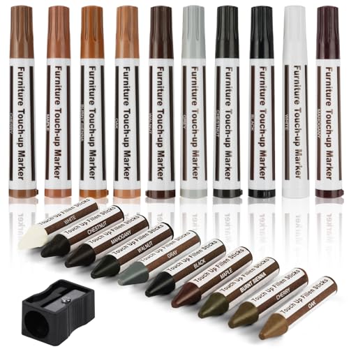 ACWOO Marcadores reparadores de madeira, 21 peças marcadore madeira para móveis, kit de marcadores de reparação de raios para móveis, para reparação de riscos porta, manchas, pisos de madeira dura