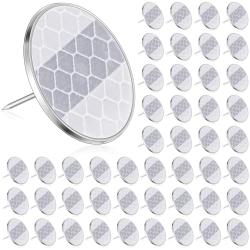 Seenelling 50 Pcs 1 Inch Reflective Trail Tacks for Hunting Camping, Silver