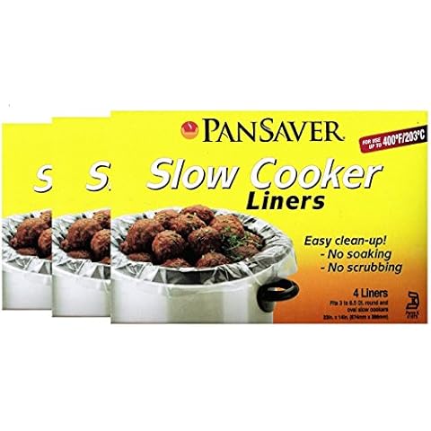 Pansaver Slow Cooker & MultiPurpose Liners, also Fits Baking Dishes and Roasters. 3 Box Bundle (12 Liners). Fits 3 to 6.5 Quart Oval and Round Slow Cookers Cover