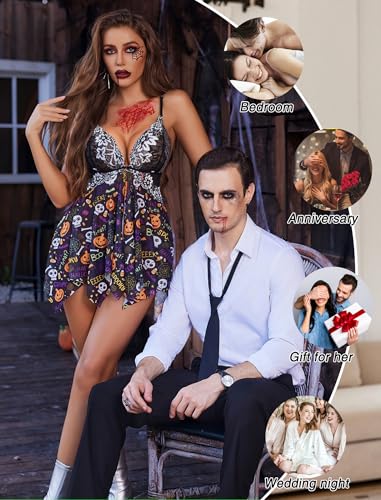 Image of Avidlove Women Lace Lingerie Front Closure Babydoll V Neck Nightwear Sexy Chemise Nightie