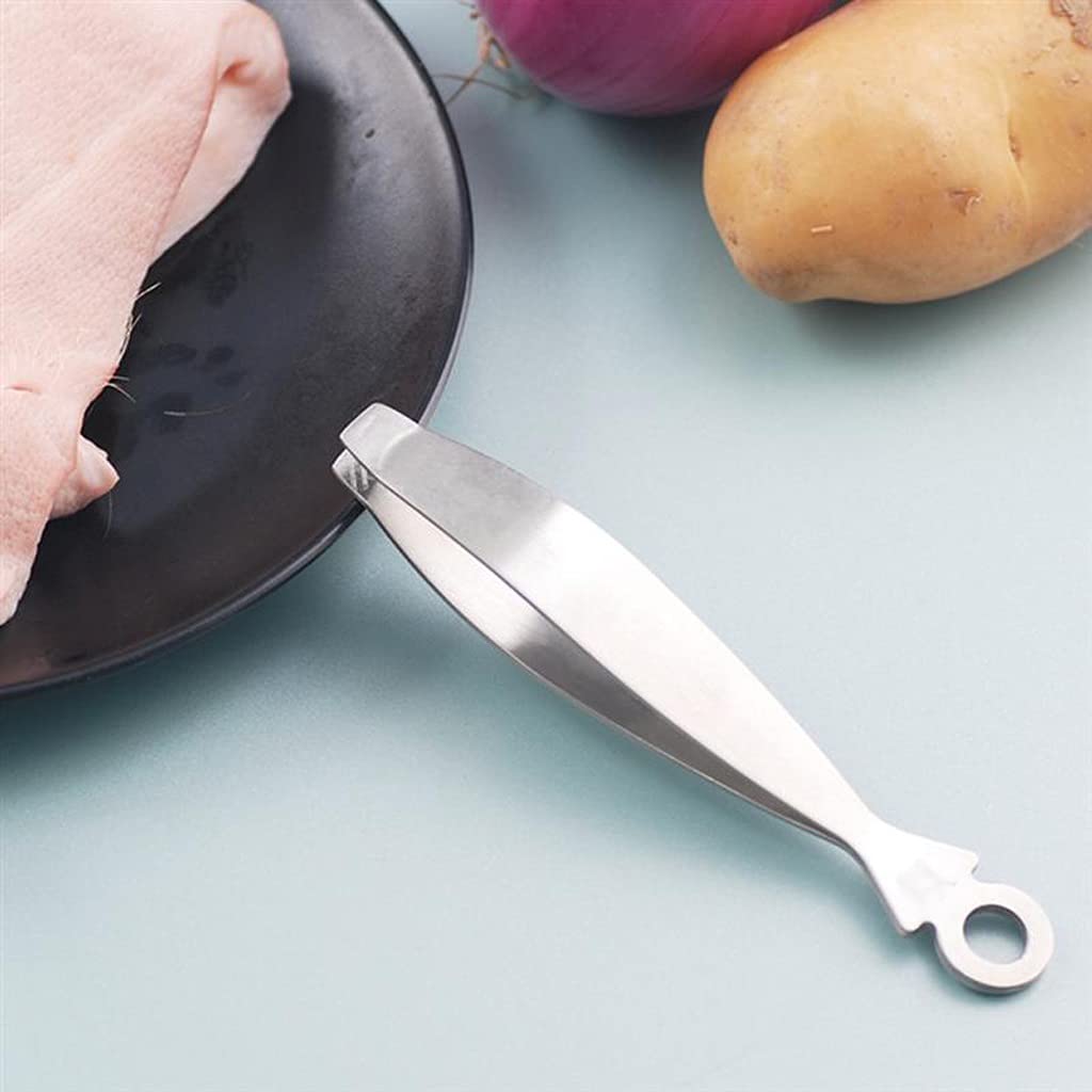 Pinzas para Huesos de Pescado de Acero Inoxidable, Pinzas Planas, alicates, removedor de Pelo de Pollo, Stubbs de Cocina, Pinza para desplumar Huesos de Piel, Herramienta para mariscos
