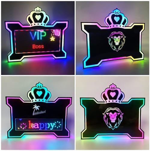Club Sign Service Nightclub Luminous Led Crown Hand Holding Sign,for Bar Private Party, Club Service Signs Color Change (SmallScreen)