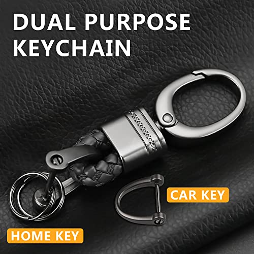 Car Key Fob Keychains Holder Clip With Detachable Valet Key Ring & Anti-Lost D-Ring For Men And Women,360 Degree Rotatable, With Screwdriver,Black And Black,2 Pack (Black) #TOP1