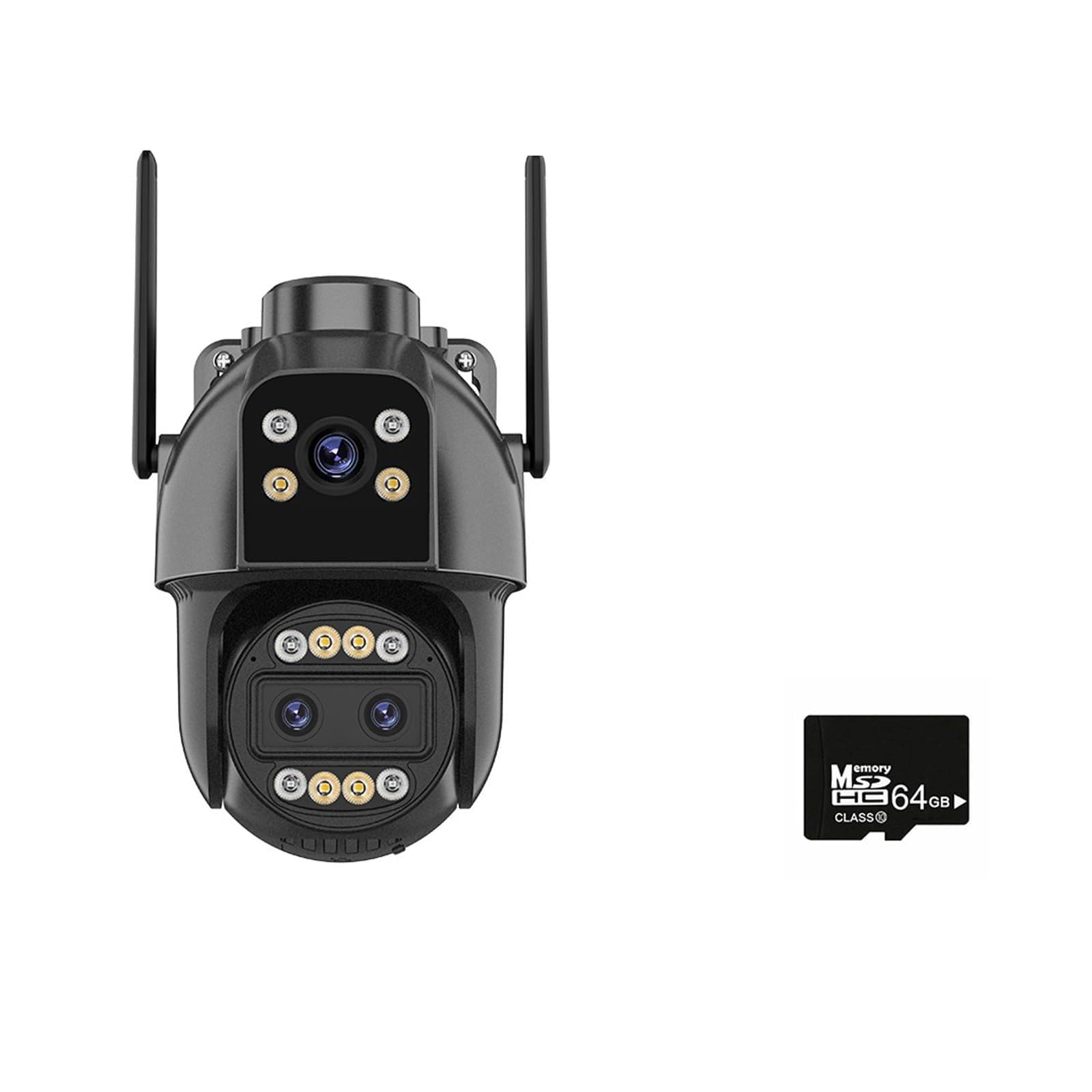 Kamera bezpieczeństwa, Kamera IP 4K HD 4G na zewnątrz 10-krotny Zoom trzy obiektywy podwójny ekran karta Sim kamera PTZ śledzenie AI monitorująca wideo CCTV(4K 4G Add 64G)