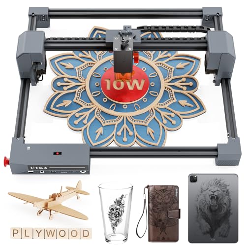 UTKA 10W Laser Engraver, Laser Engraving Machine with 0.05mm High Accuracy Laser spot, CNC Machine for Wood, Leather,Stone, Ceramic,Metal, Acrylic, Glass, etc
