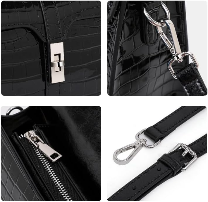 Genuine leather crocodile-patterned women's handbag with removable fine shoulder strap evening bag cashmere wallet - Image 6