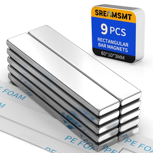 Image of Powerful Neodymium Bar Magnets, 9 Pack Heavy Duty Magnet, 60x10x3 mm