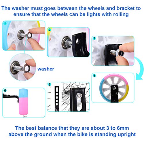 FORTOP Bike Training Wheels Heavy Duty Rear with Stabilizers Mounted Kit for Kids Boy Girls Distinctive Colorful Bicycle Training Wheels of 12 14 16 18 20 Inch (Thicken Version)