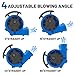 BSMTEK Air Mover Blower Fan, Industrial 1/3HP 1200CFM Monster Floor Blower Carpet Dryers - 3 Speeds Switch, 4 Adjustable Angles, 10FT Long Cord, Stackable - 2026 Upgraded