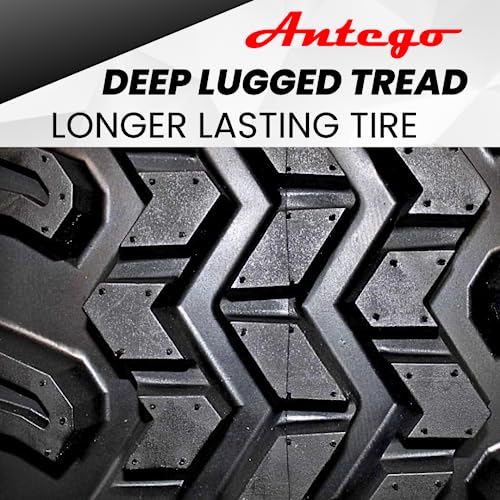 (Set of 4) 20x10.00-10 ATW-045 with 10x7 Fusion Glossy Black Wheels for Golf