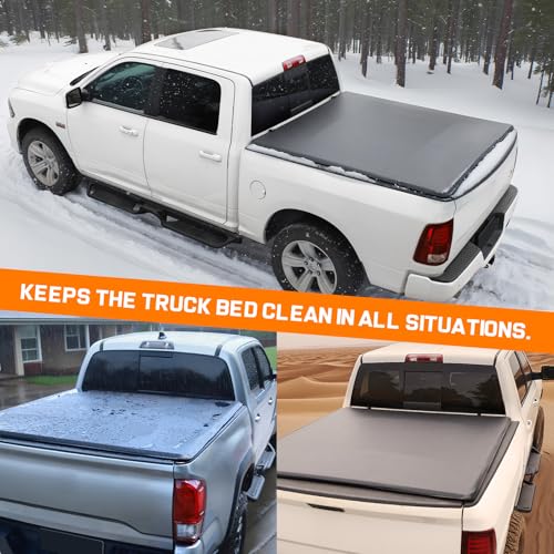 Image of RHOBRA Soft Roll-up Truck Bed Tonneau Cover Compatible with 2016-2023 Toyota Tacoma(Excl. Trail) 5ft Bed, 26.5oz Soft Vinyl Truck Cover, All-Weather Tacoma Tonneau Cover.