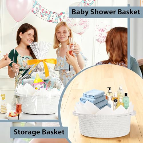 Image of woric Small Gift Basket Empty 12 inchX 8 inch X 5 inch Cotton Woven Basket for Gifts