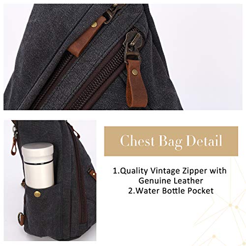 KL928 Canvas Sling Bag - Small Crossbody Backpack Shoulder Casual Daypack Rucksack for Men Women - Thumbnail 5