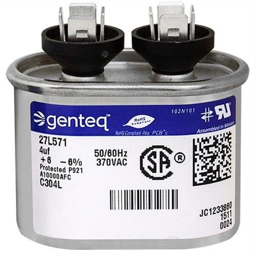 (2) Pack - Genteq 27L571-4 uf MFD 370 Volt VAC Genteq Replacement Oval Run Capacitors