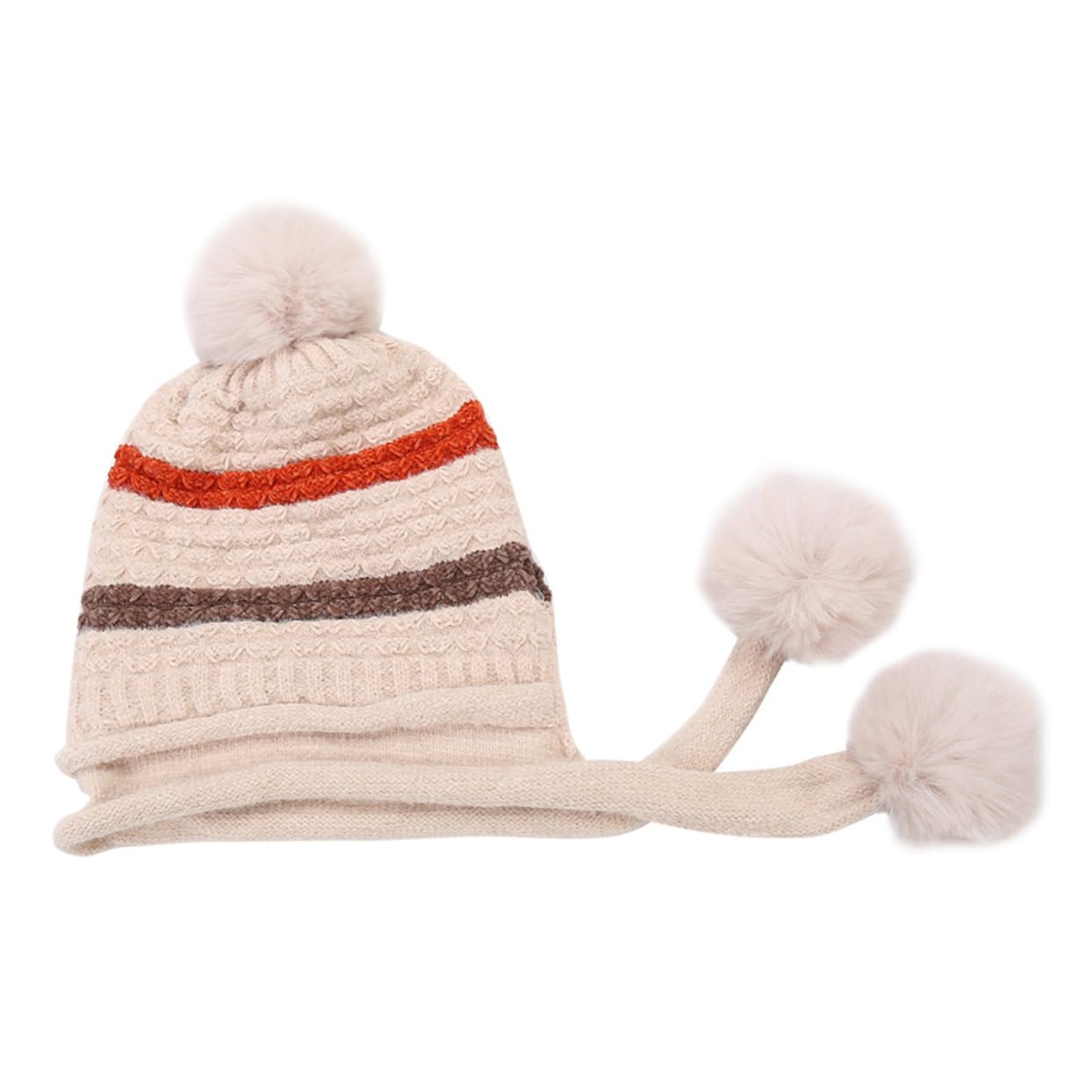 SHERCHPRY 3pièces Bonnet Laine pour Femmes Chapeau Hiver Chaud avec Pompons pour Ski Et Activités Extérieures Beige