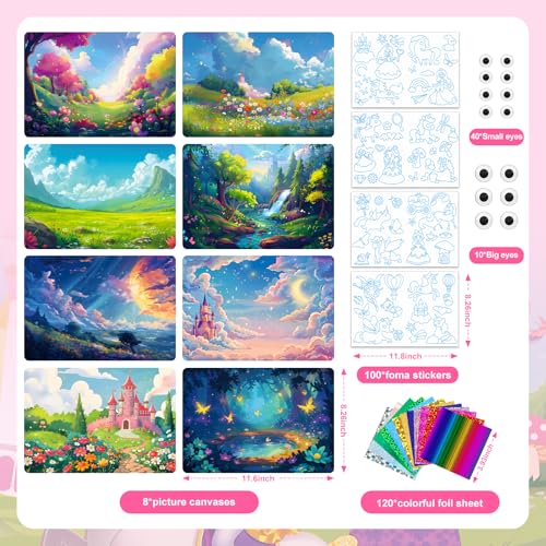 homicozy-Art-Craft-Activity-for-Kids-Foil-Fun-Unicorn-PrincessesNo-Mess-Art-Crafts-for-GirlsDIY-Foil-Foam-StickersCreative-Activity-KitsKids-Travel-ToysGifts-for-Girls-Boys-Ages-4-10