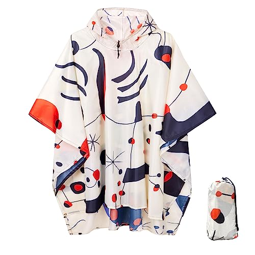 QIANQUHUI Waterproof Rain Poncho Lightweight Reusable Hiking Hooded Coat Jacket Unisex Raincoat for Hiking Camping Emergency