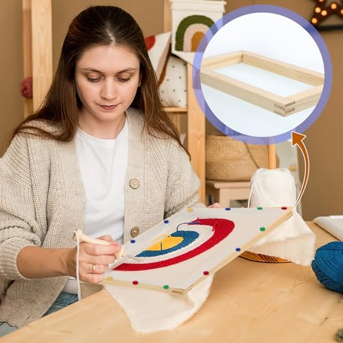 Image of Foxtell 12 Sets Needlepoint Stretcher Bar Set, 6 Sizes Stretcher Bars for Needlework Art Supplies Wooden Canvas Stretcher Bar Set with 100 Pins Regular Stretcher Bars for Needlepoint Frame Set