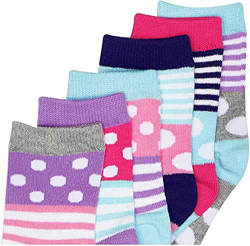 Jefferies Socks Dots/stripes Fashion Cotton Crew Socks 6 Pair Pack Sockshosiery2
