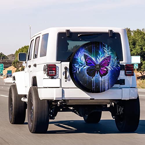 Image of Delerain Spare Tire Cover with Backup Camera Hole Fantasy Butterfly Wheel Covers Waterproof Dust-Proof UV Sun Universal Fit for Trailer RV SUV Truck (17 Inch for Diameter 31 inch-33 inch)